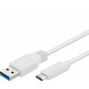 USB-C/male - USB 3.0 A/Male, bel, 0,5 m