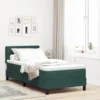 LED Box Spring Krevet s madracem Tamnozelena 90 x 200 cm Baršun