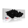 Slika črno-siva zemljevid Češke z zastavo - 60x30
