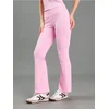 Sinsay - Rebraste viskozne flare pantalone soft touch - pastelno roze