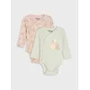 Sinsay - Pamučni bodi s dugim rukavima Winnie the Pooh 2 pack - pepaljasto zelena