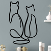 Opviq Zidna dekoracija Couple Cat Love, 72x0.15x48 cm, 1.5 mm, Crna