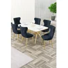 HANAH HOME Rasklopivi trpezarijski sto i stolice (7 delova) Esla White Marble Gold Anthracite