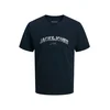 JACK & JONES Majica JJAVERY mornarska / pegasto bela