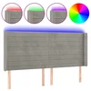 Vidaxl LED posteljno vzglavje svetlo sivo 163x16x118/128 cm žamet