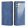 Infostyle Preklopna torbica Flip z zaščitnim steklom za Samsung Galaxy A15 Temno modra/Umetno usnje + TPU silikon