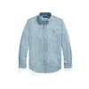 Polo Ralph Lauren Srajce z dolgimi rokavi CHEMISE AJUSTEE EN CHAMBRAY DENIM COL BOUTONNE LOGO PONY PLAYER Modra