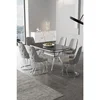 Hanah Home trpezarijski set Epal, sto i 6 stolica, ploča u dekoru Sonata, hromirane noge, siva tkanina Babyface