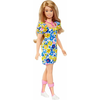 Mattel Barbie s Downovým syndrómom - šaty s modrými a žltými kvetinami