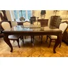 Casa Padrino luxury baroque dining table with glass top dark brown - Handmade solid wood dining room table - Luxury dining room furniture in baroque style - Baroque furniture - Baroque furnishings