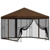 Vidaxl Vrtni gazebo s stranskimi stenami 3 x 3 m Rjava