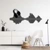 WallXpert metalni zidni ukras 5384, zvučni talas sa slušalicama, 75 x 36 cm, crni