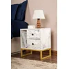 Hanah Home Noćni ormarić Glimmer, 45.2 x 50 x 29.5 cm, Bež-zlatni