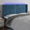 Vidaxl LED posteljno vzglavje temno modro 203x16x118/128 cm žamet
