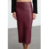 Trendyol Claret Red High Waist Pencil Skirt with Fitted Slit