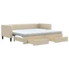 Vidaxl Izvlečna dnevna postelja s predali krem 80x200 cm blago