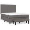 Vidaxl Box spring postelja z vzmetnico siv 140x190 cm umetno usnje