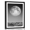 Plakat s paspartujem kamni v mesečini v črnobeli varianti - 40x60 no frame