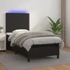 Krevet box spring s madracem LED crni 80x200 cm od umjetne kože