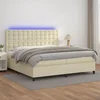 Krevet box spring s madracem LED krem 200x200cm od umjetne kože