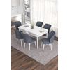 Hanah Home Set Trpezarijski sto i 6 stolica Eva, Sivo-beli