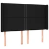 Vidaxl Vzglavje z ušesi črno 147x16x118/128 cm blago
