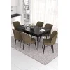 Hanah Home Set Trpezarijski sto i 6 stolica Eva, Braon-crni