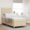 LED Box Spring Krevet s uzglavljem Krema 100 x 200 cm tkanina