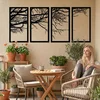 WallXpert metalni zidni ukras 5211, grane drveta u 4 uramljena panela, 120 x 60 cm, crni