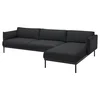 ÄPPLARYD Sofa 4-sed i lenjivac, Gunnared crna/siva