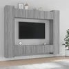 8-dijelni set TV ormarića sivog sonome konstruirano drvo