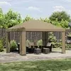Gazebo 4 × 3 m Bež Poliester i čelik 190 gsm