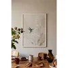 WallXpert uramljena slika 115239, kolibri među belim poljskim cvetovima u bež tonovima, 50 x 70 cm, beli ram