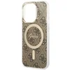 GUESS Maska za telefon iPhone 15 Pro 6.1, GUHMP15LH4STW, Magsafe, Braon