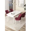 Hanah Home Set Trpezarijski sto i 4 stolice Arp, Bordo-beli