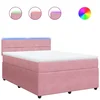 Vidaxl Box spring postelja z vzmetnico roza 140x190 cm žamet