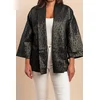 Eleganten blazer s širokimi rokavi, črn