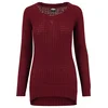 Womens sweater with a long wide neckline burgundy color