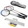 Set za badminton sa 4 reketa, 2 loptice i mrežom, crni