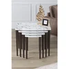Hanah Home set od 4 umetnutih stočića Telwe, beli mermer / orah