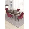 Hanah Home trpezarijski set Eva, sto na razvlačenje i 4 stolice, ploča u dekoru drveta Baroque, bordo tkanina Babyface