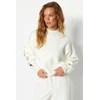 Trendyol Ecru Soft Textured Button Detailed Knitwear Sweater