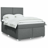 VIDAXL boxspring postelja z vzmetnico (140x200cm, blago), temno siva