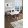 Hanah Home Set Trpezarijski sto i 6 stolica Han, Prljavo roze