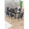 HANAH HOME Rasklopivi trpezarijski sto i stolice (7 delova) Uzi Black Marble Anthracite