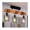 Brilagi - Plafonski luster WOOD GLASS 3xE27/60W/230V borovina/crna/dimljeno bež