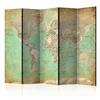 artgeist Paravan Turquoise World Map, 5-Delni, Dvostranski