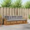 Set vanjskih sofa s jastukom 3 pcs Prirodna i svijetlo siva