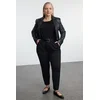Trendyol Curve Black Carrot Fit Knitted Plus Size Trousers