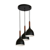 Luster na sajli NOAK WOOD 3xE27/15W/230V crna/buk